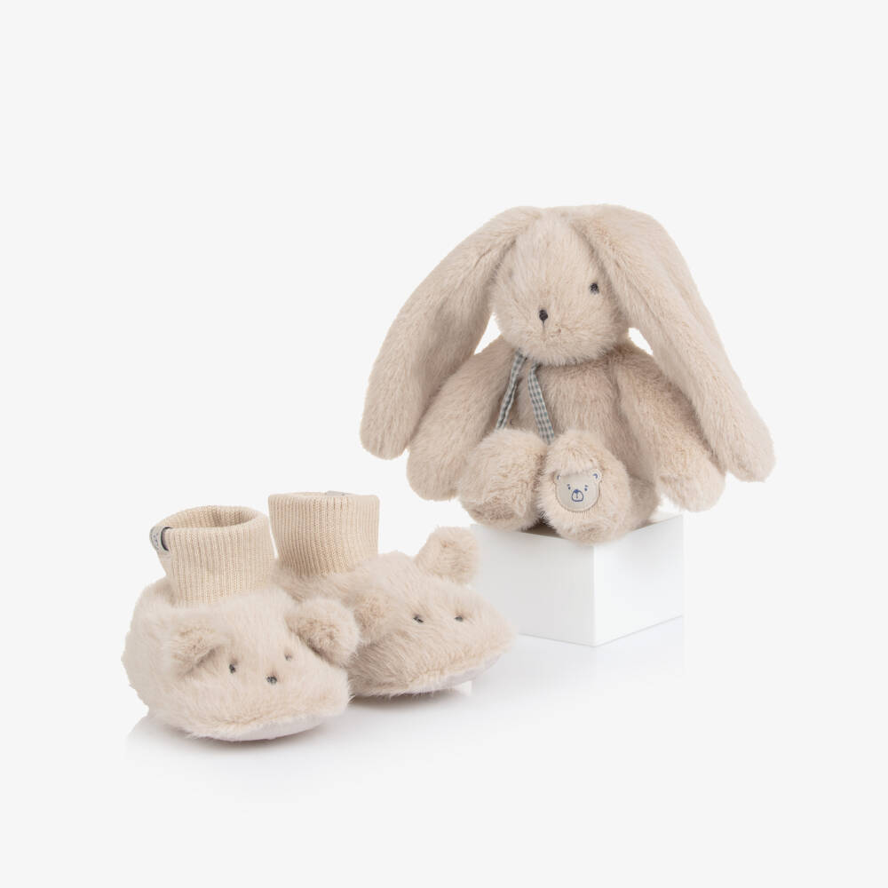 Liewood-Beige Basim Rabbit Baby Soft Toy Gift Set | Childrensalon
