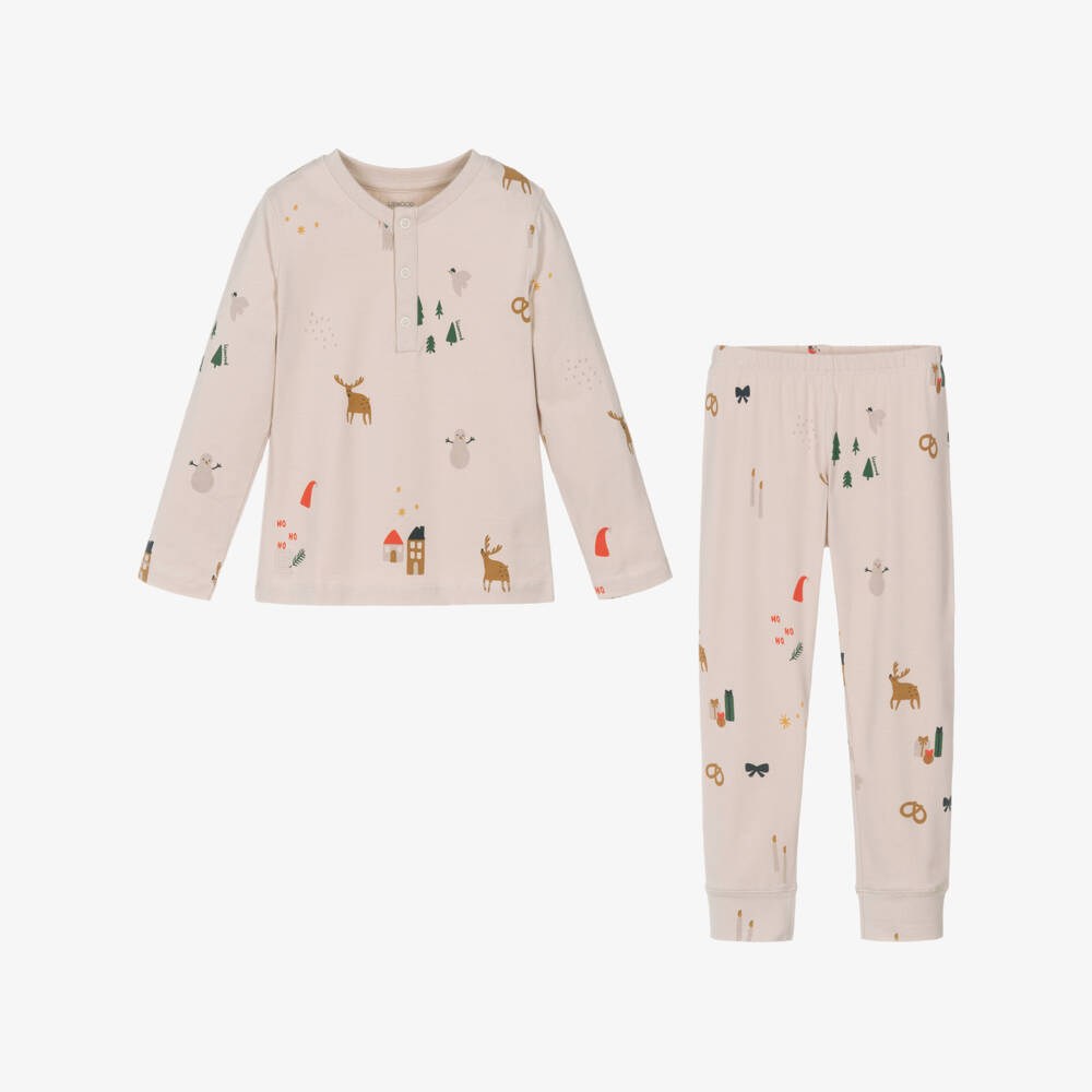 Liewood-Beige Cotton Christmas Pyjamas | Childrensalon