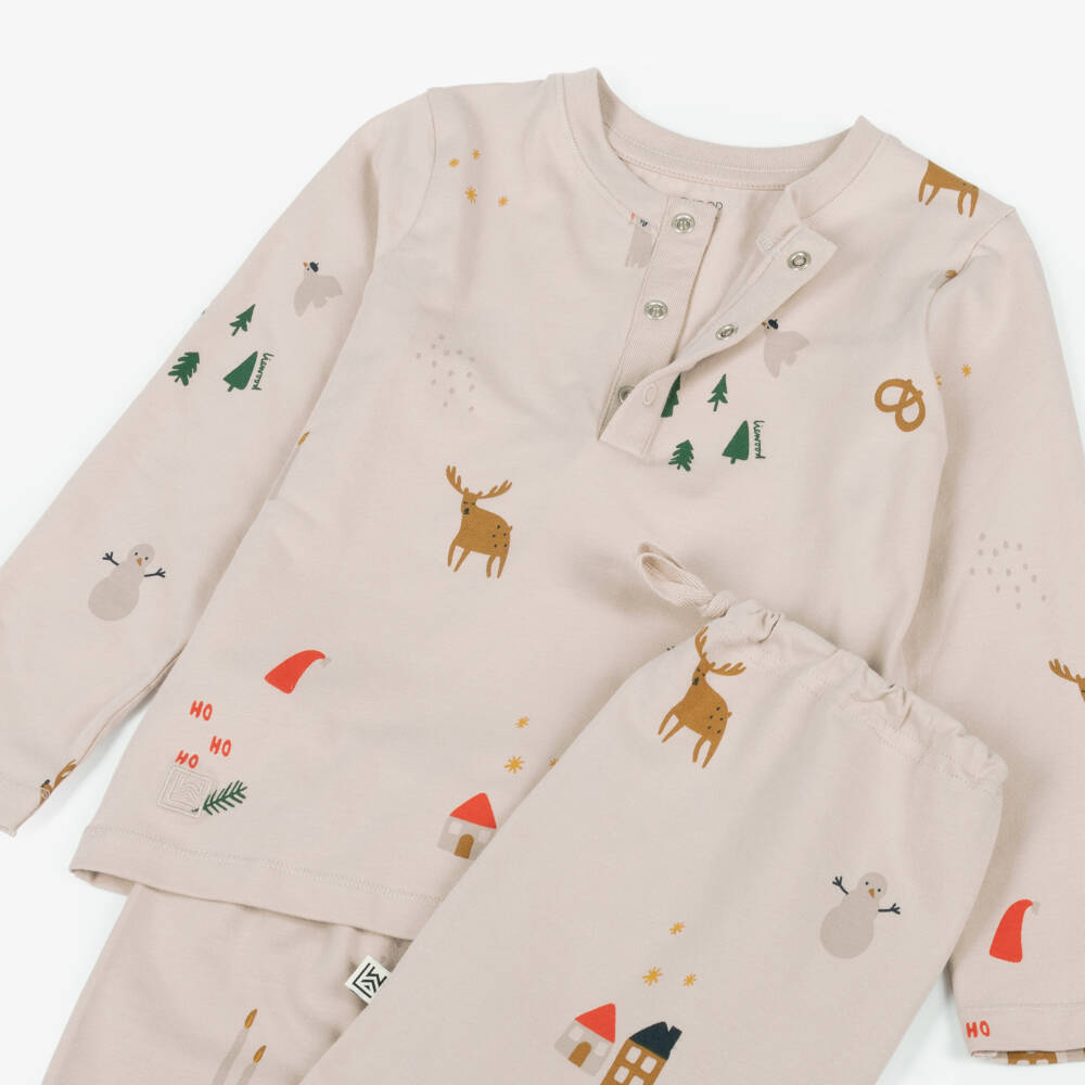 Liewood-Beige Cotton Christmas Pyjamas | Childrensalon