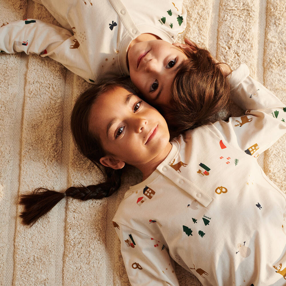 Liewood-Beige Cotton Christmas Pyjamas | Childrensalon