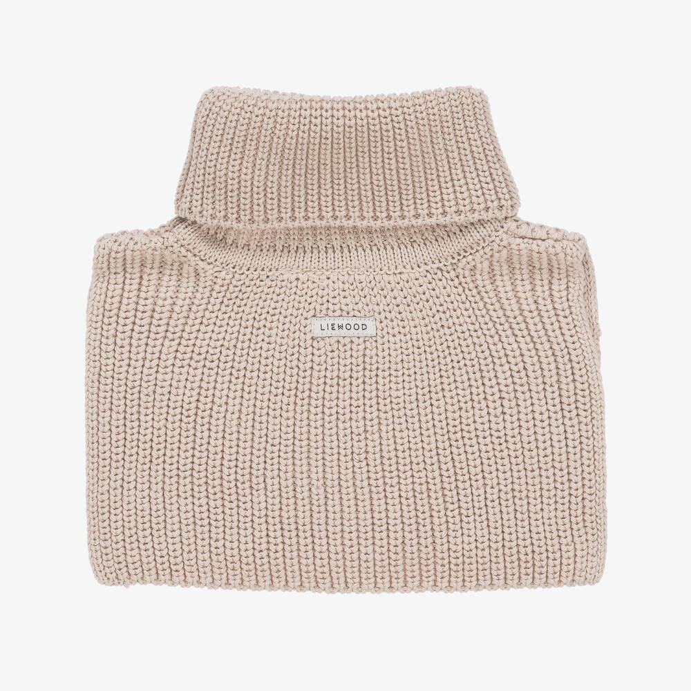 Liewood-Beige Cotton Knit Roll Neck Snood | Childrensalon