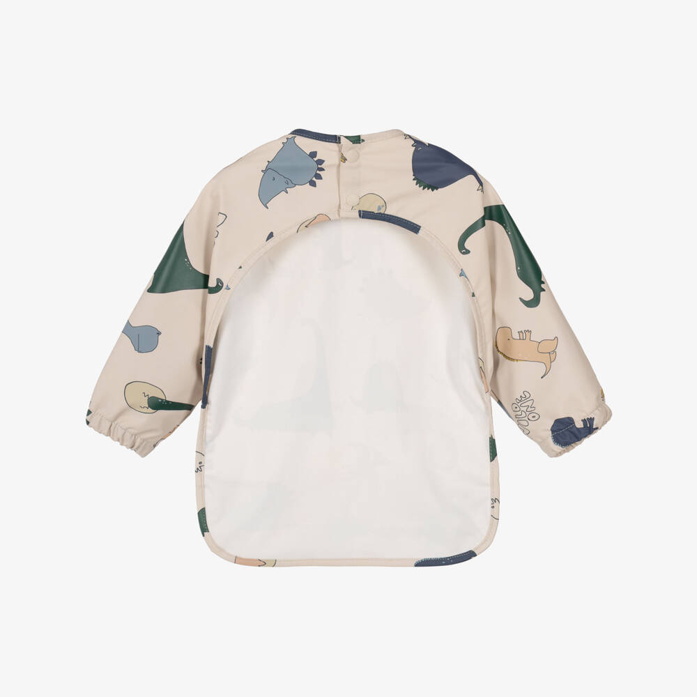 Liewood-Beige Dinosaur Print Apron Bib | Childrensalon