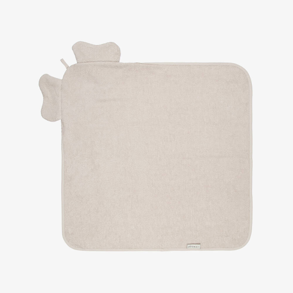 Liewood-Beige Elephant Baby Hooded Towel (70cm) | Childrensalon