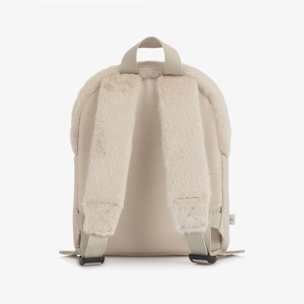 Liewood-Beige Faux Fur Bunny Backpack (25cm) | Childrensalon
