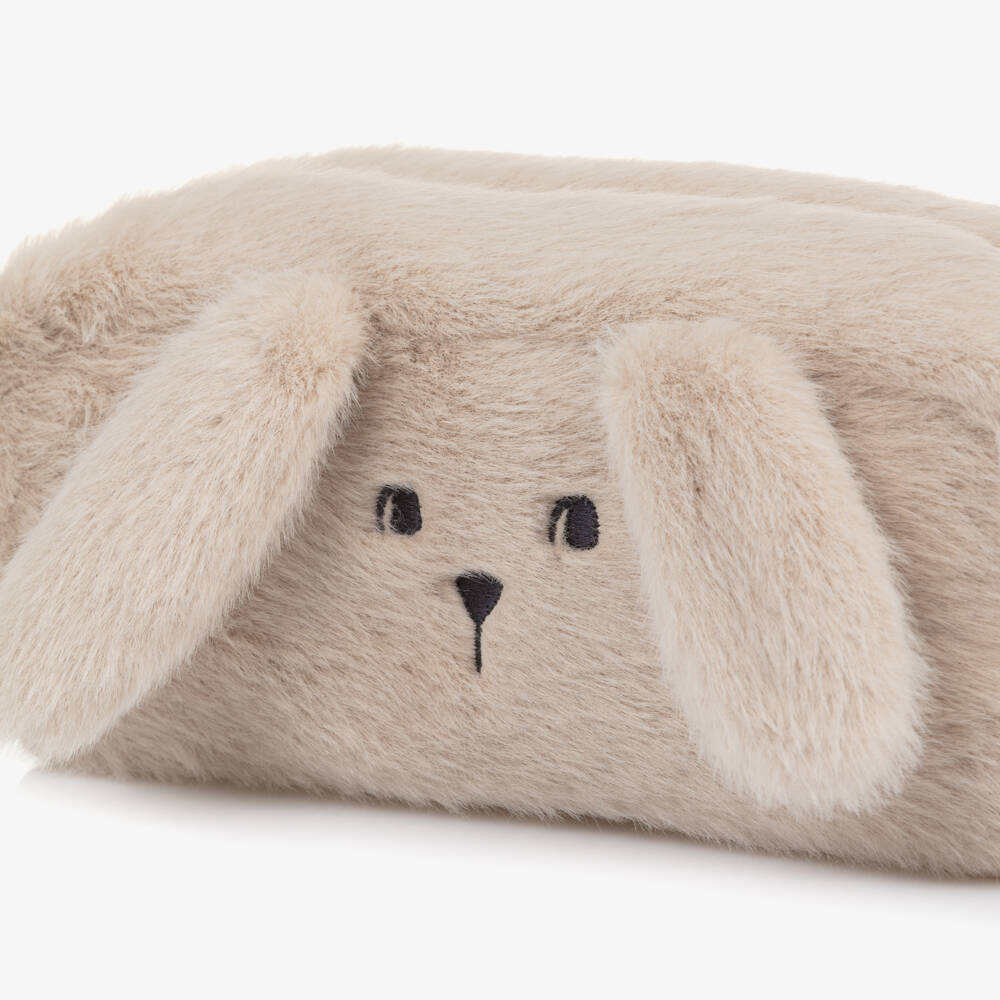 Liewood-Beige Faux Fur Bunny Pencil Case (21cm) | Childrensalon