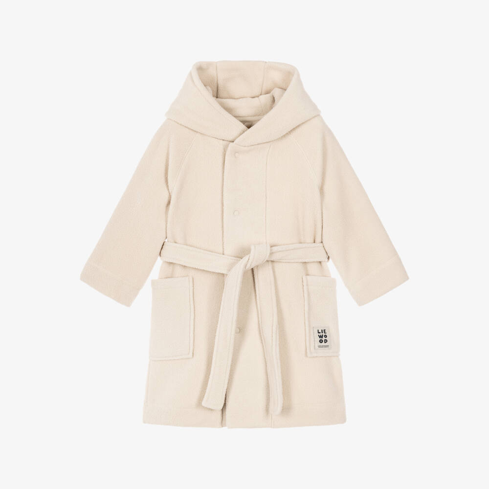 Liewood-Beige Fleece Minik Bear Dressing Gown | Childrensalon