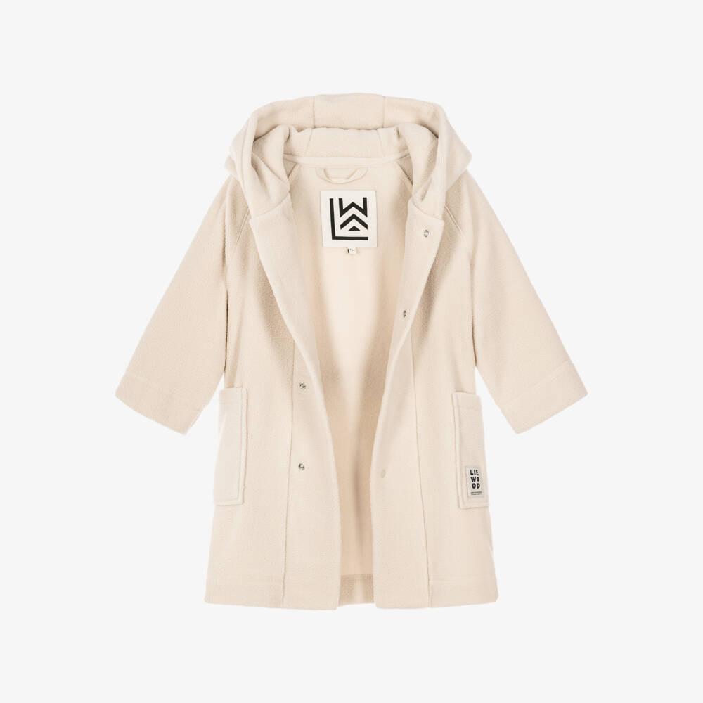 Liewood-Beige Fleece Minik Bear Dressing Gown | Childrensalon