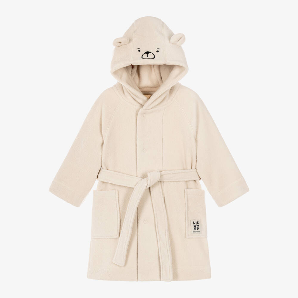 Liewood-Beige Fleece Minik Bear Dressing Gown  | Childrensalon