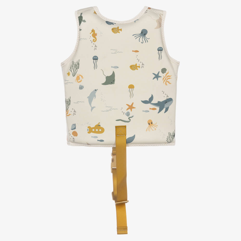 Liewood-Beige Float Vest with Sea Creatures Print | Childrensalon