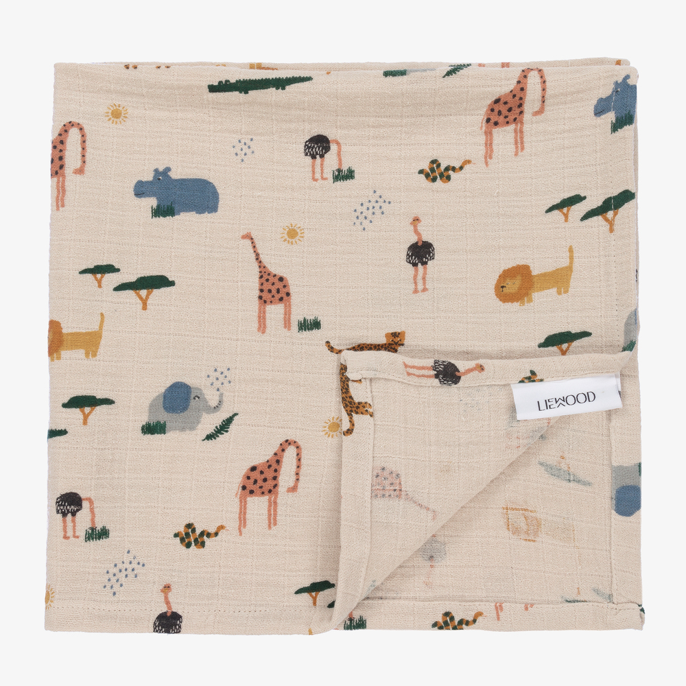 Liewood-لفافات موسلين قطن عضوي لون بيج للأطفال (عدد 2) | Childrensalon
