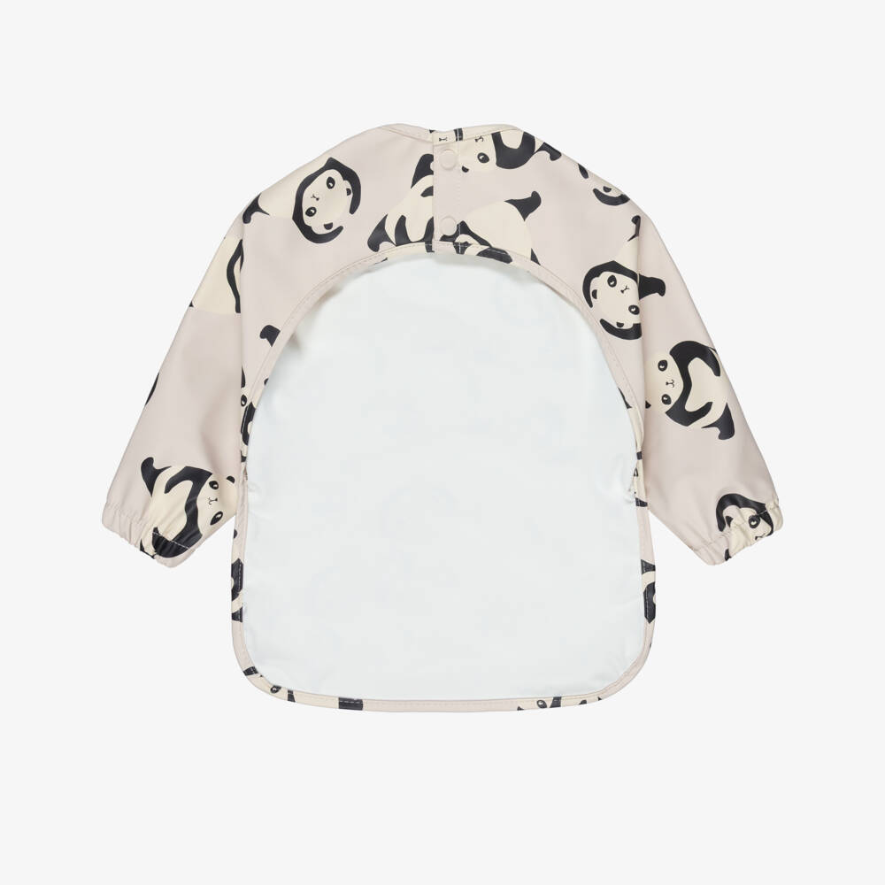 Liewood-Beige Panda Print Apron Bib | Childrensalon