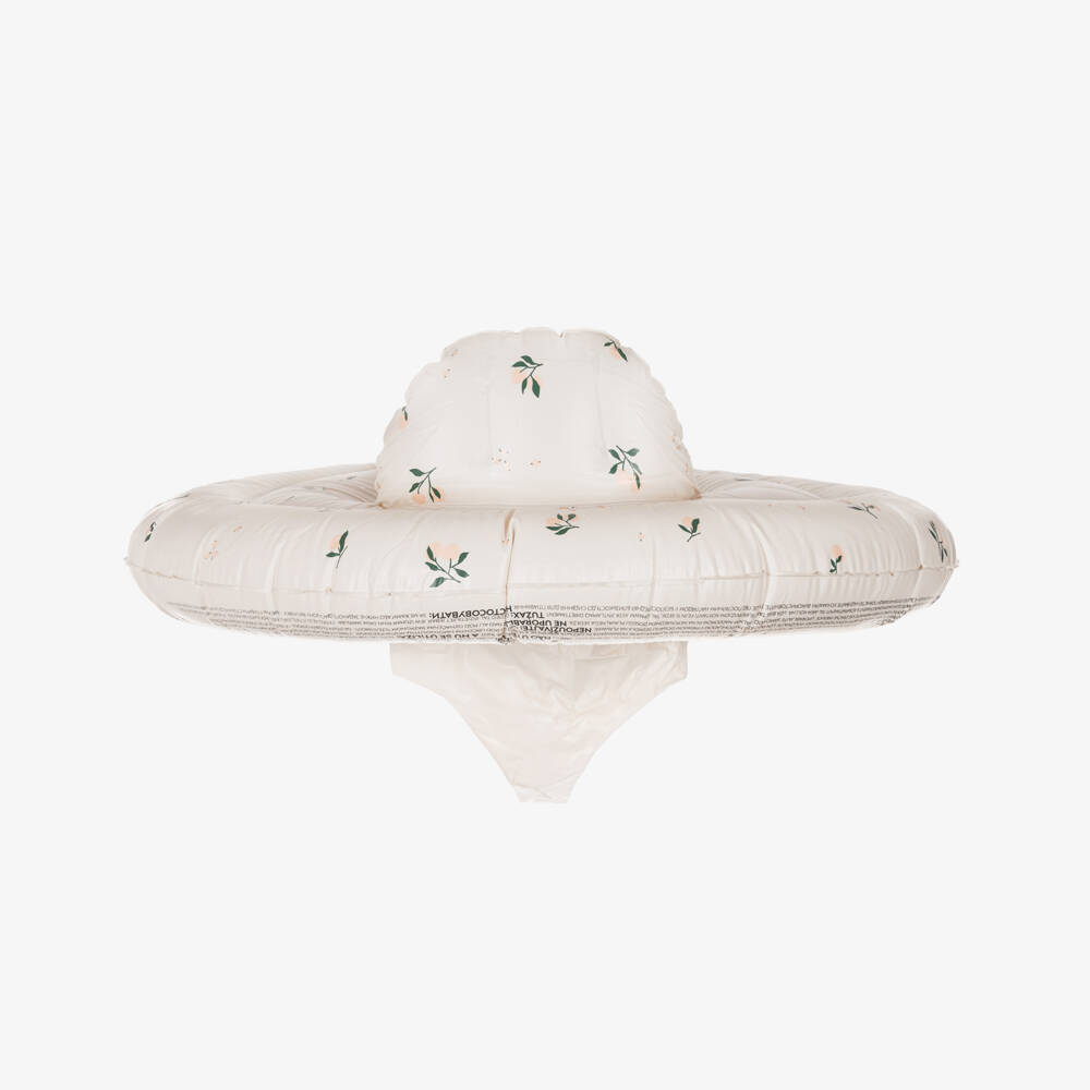 Liewood-Beige Peach Print Baby Swim Ring with Seat (74cm) | Childrensalon