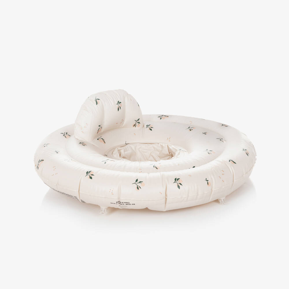 Liewood-Beige Peach Print Baby Swim Ring with Seat (74cm) | Childrensalon