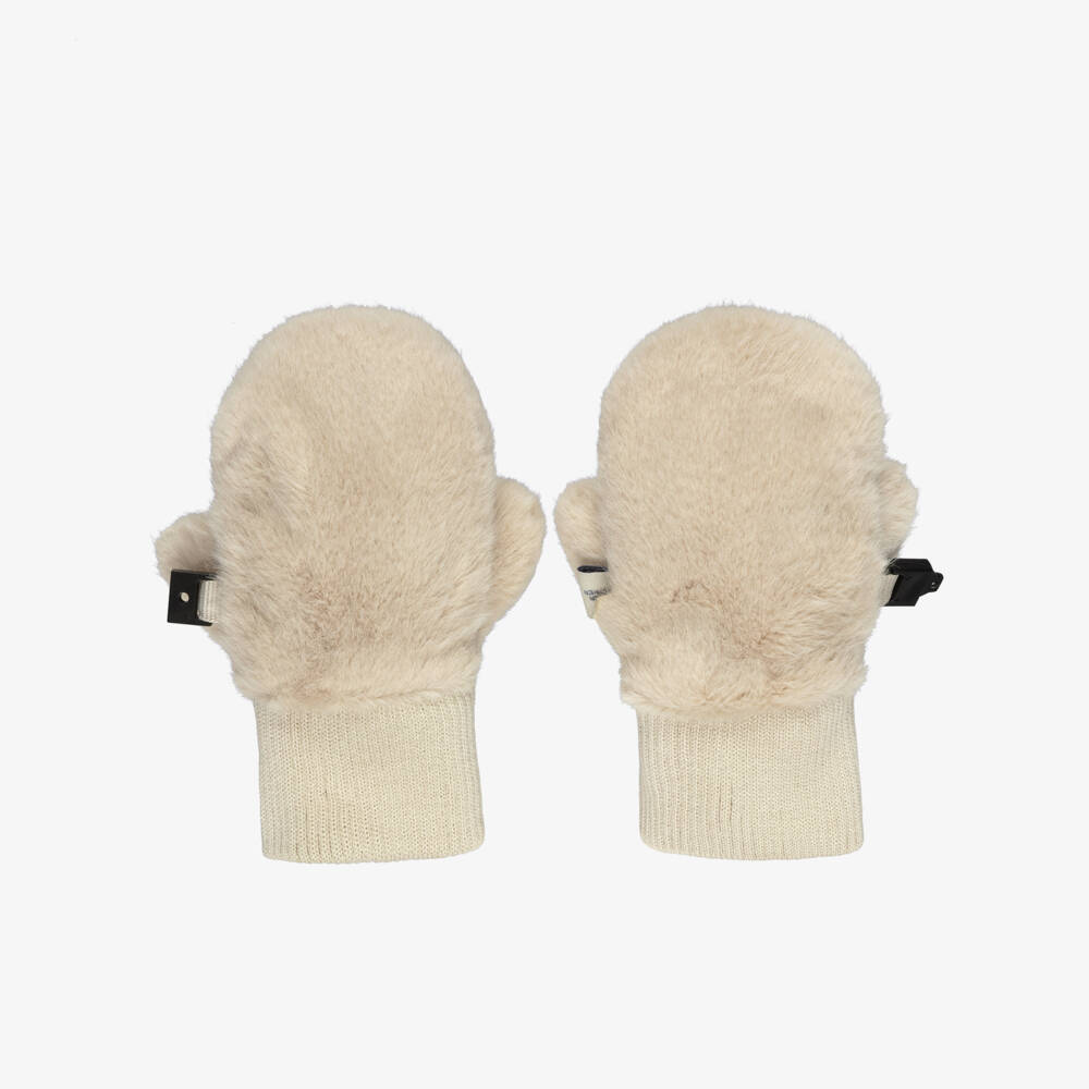 Liewood-Beige Plush Rabbit Mittens for Baby | Childrensalon