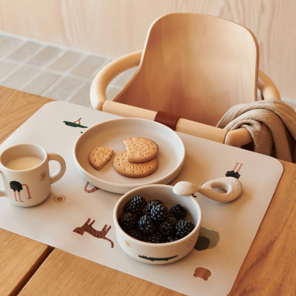 Liewood-طقم أدوات مائدة بطبعة حيوانات السفاري لون بيج (4 قطع) | Childrensalon