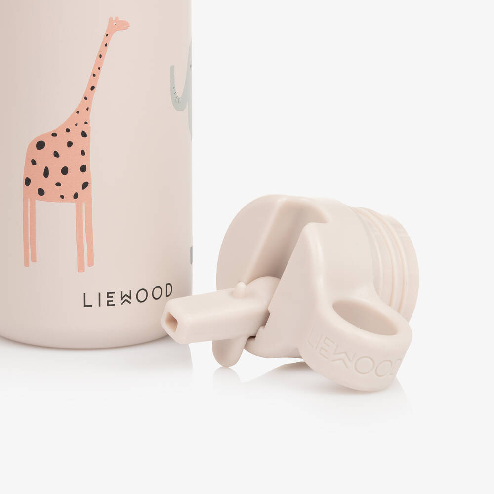 Liewood-قارورة ماء بطبعة حيوانات السفاري لون بيج (19 سم) | Childrensalon