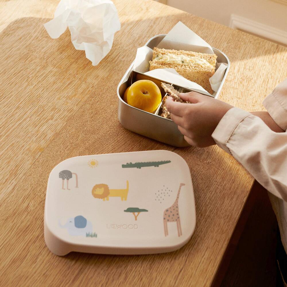 Liewood-Beige Safari Print Lunch Box (16cm) | Childrensalon