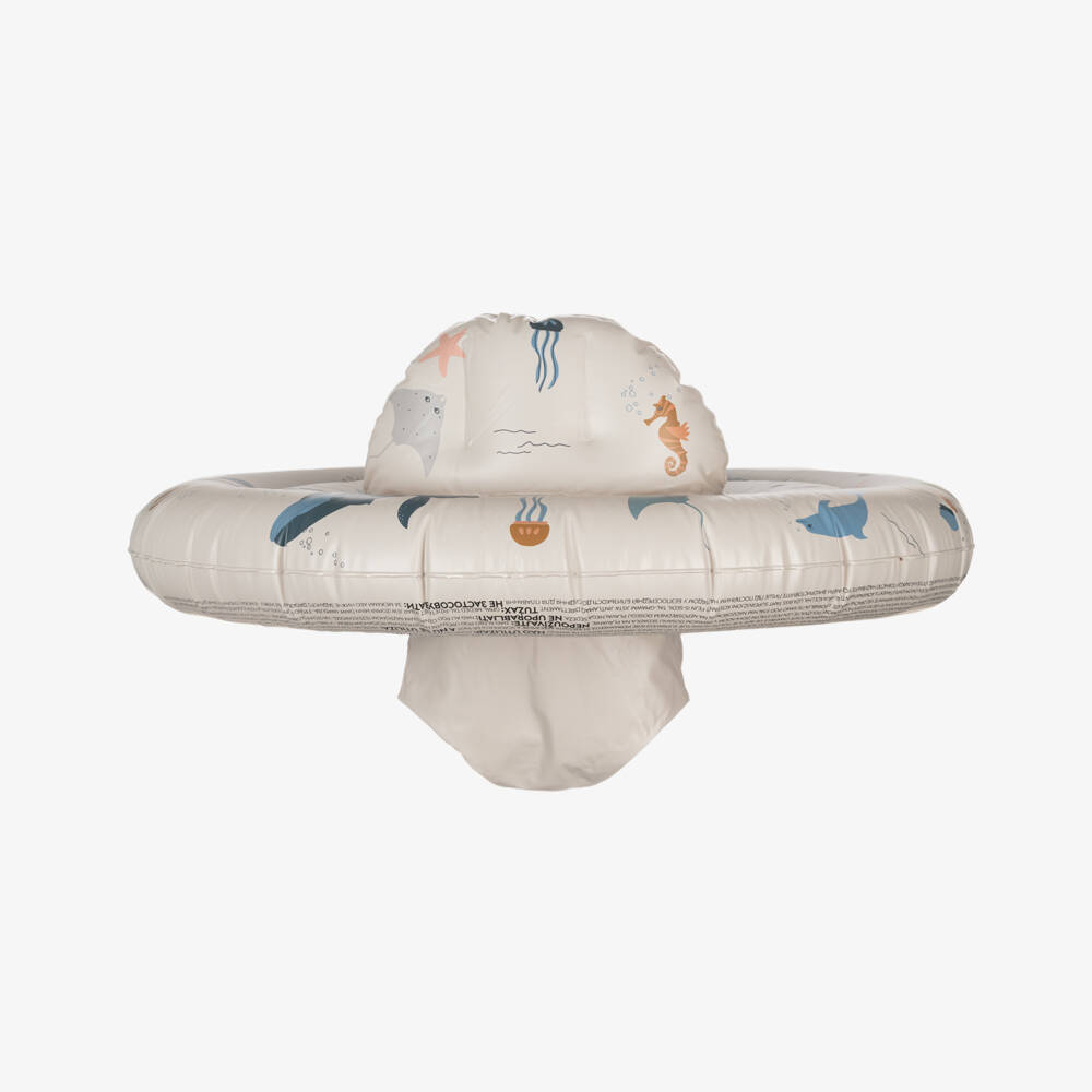Liewood-Beige Sea Creature Print Baby Swim Seat (74cm) | Childrensalon