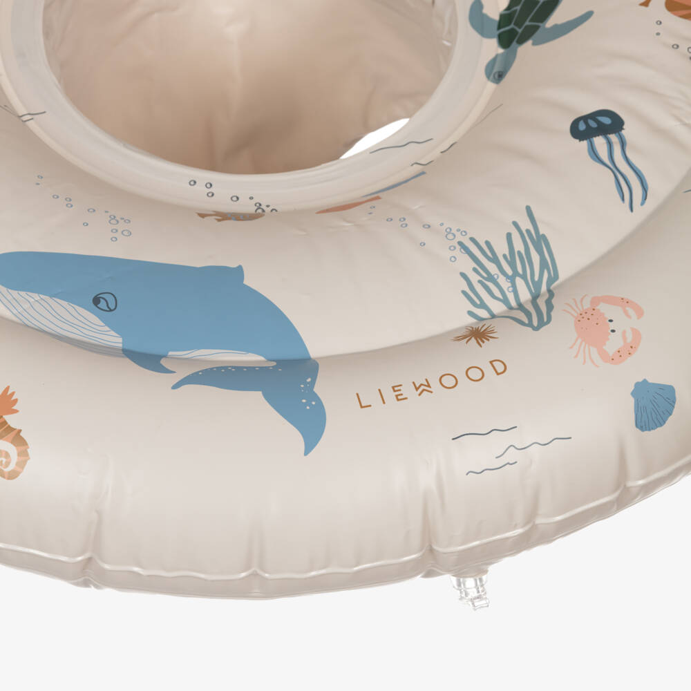 Liewood-Beige Sea Creature Print Baby Swim Seat (74cm) | Childrensalon