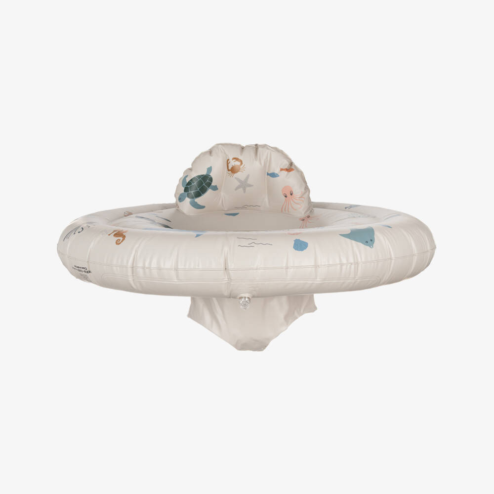 Liewood-Beige Sea Creature Print Baby Swim Seat (74cm) | Childrensalon