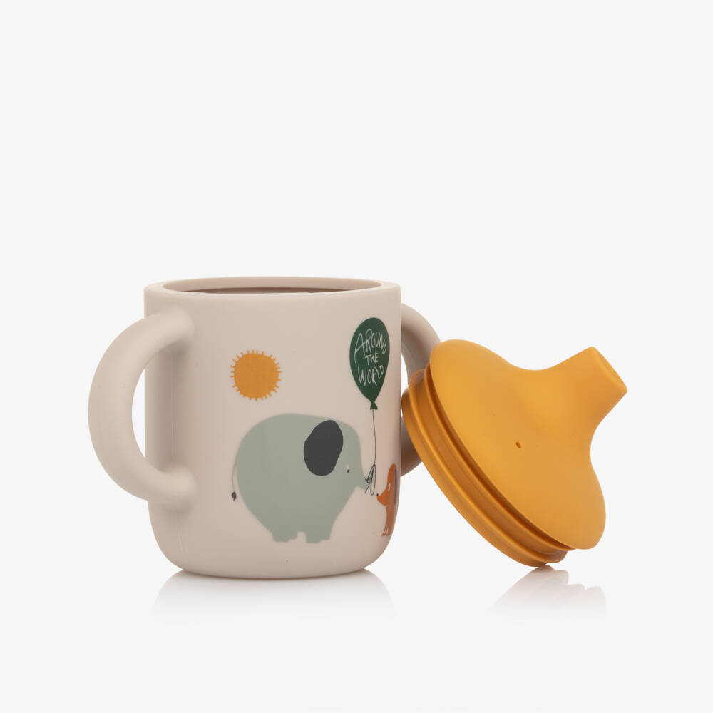 Liewood-Beige & Yellow Silicone Sippy Cup (11cm) | Childrensalon