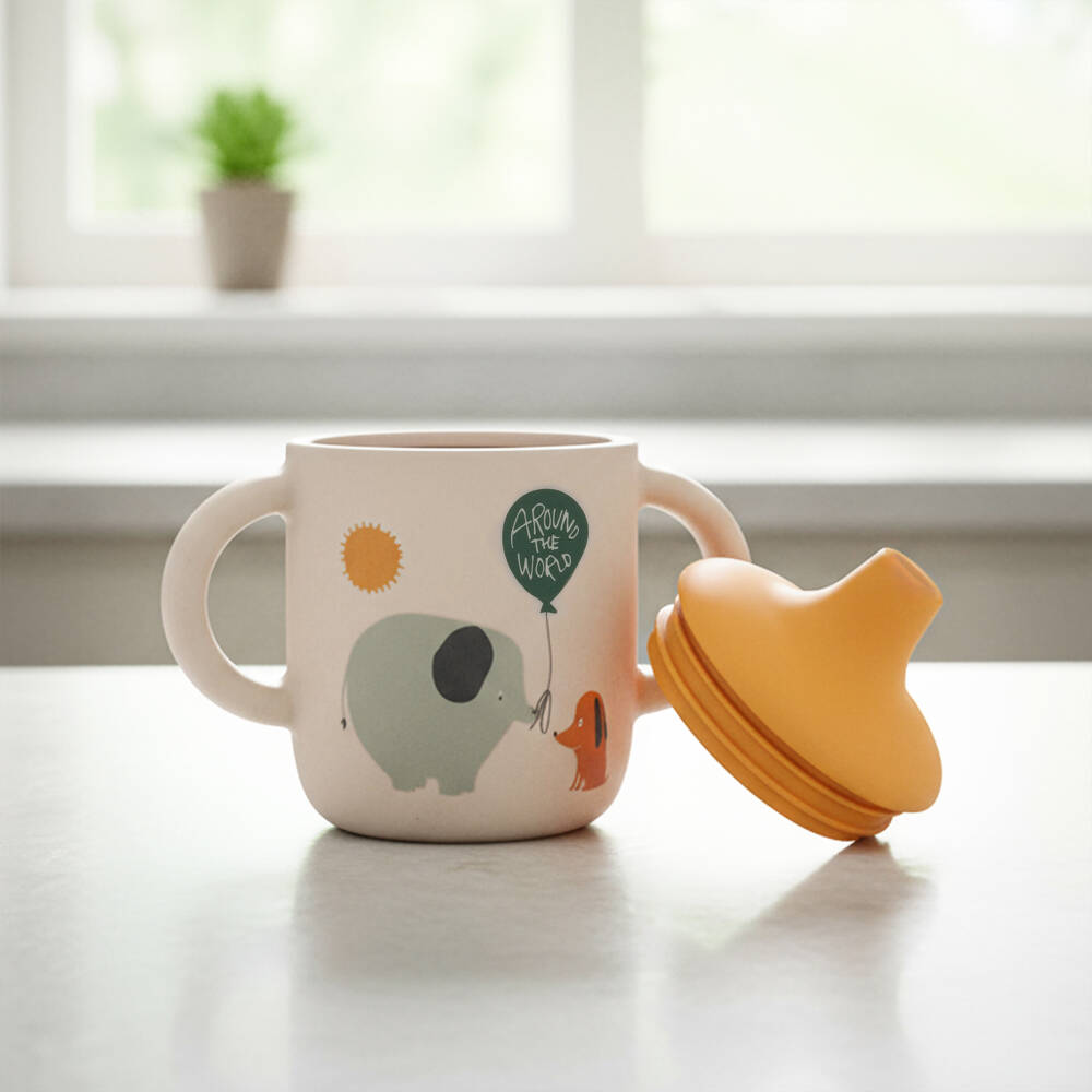 Liewood-Beige & Yellow Silicone Sippy Cup (11cm) | Childrensalon