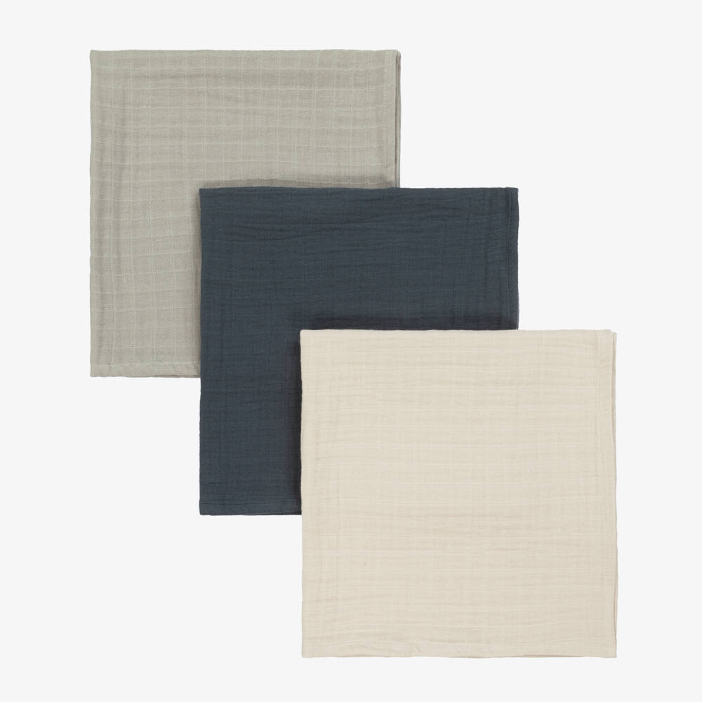 Liewood-Blue & Beige Cotton Muslins (3 Pack) | Childrensalon