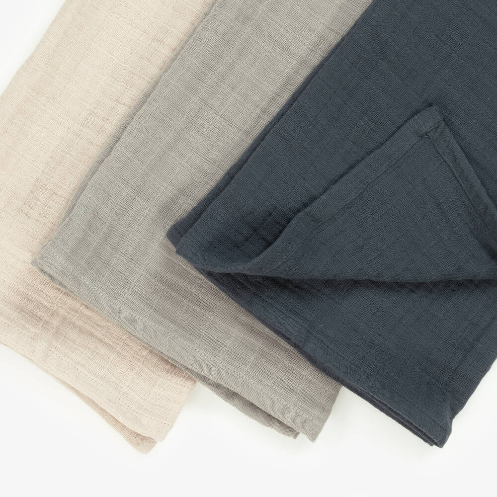 Liewood-Blue & Beige Cotton Muslins (3 Pack) | Childrensalon