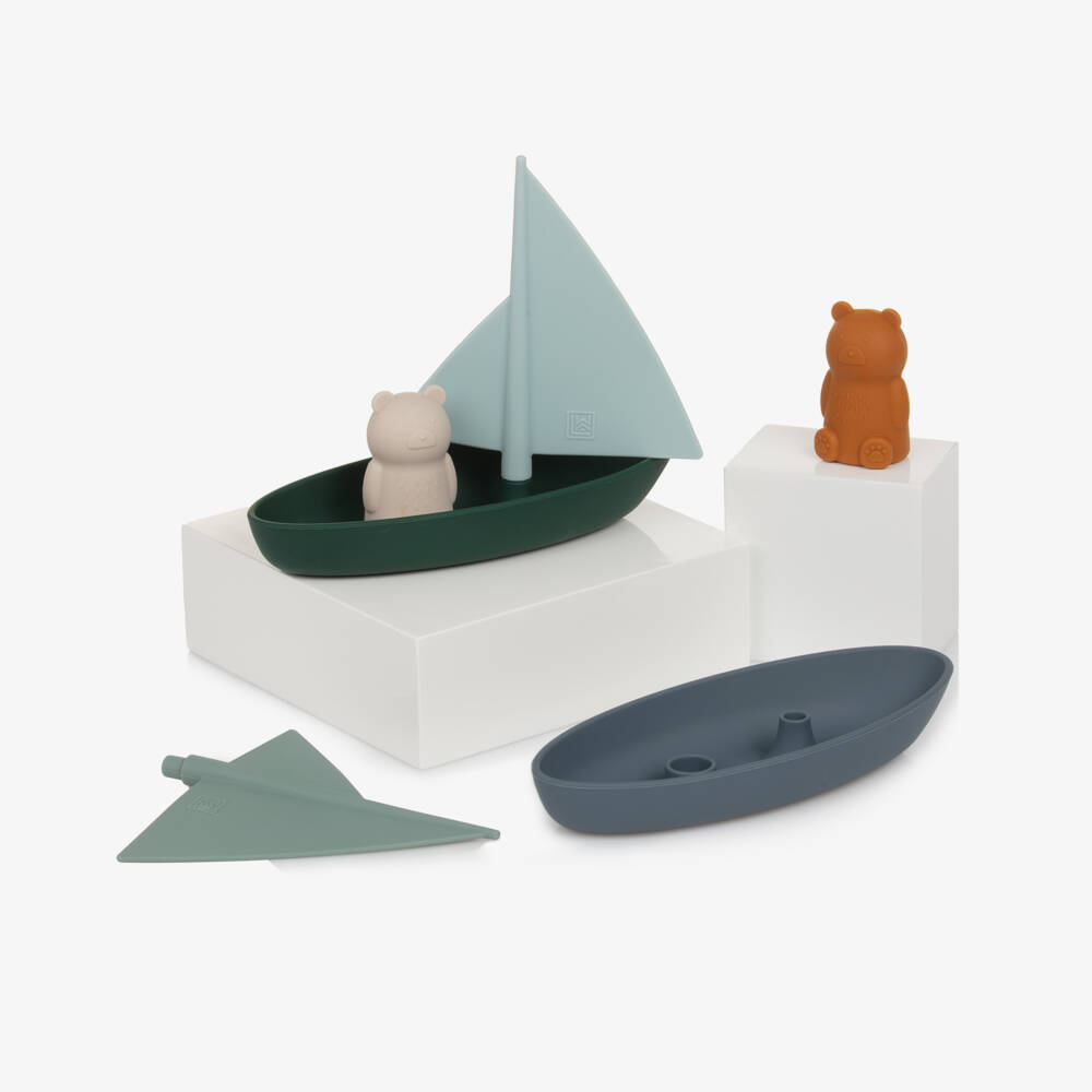 Liewood-ألعاب استحمام قوارب ودببة لون أزرق وأخضر (عدد 2) | Childrensalon