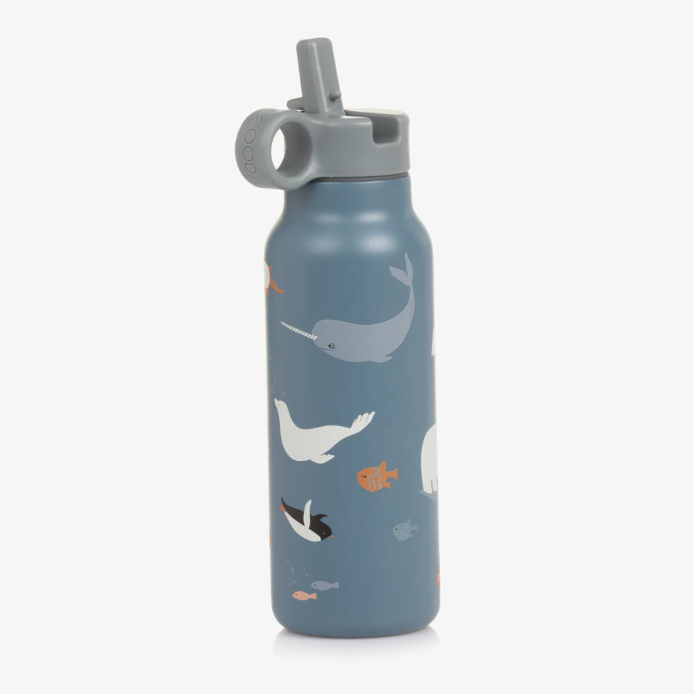 Liewood-Blue Ocean Animal Print Water Bottle (19cm) | Childrensalon