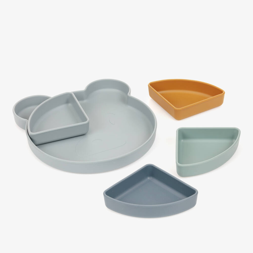 Liewood-Blue Silicone Divider Plate (23cm) | Childrensalon