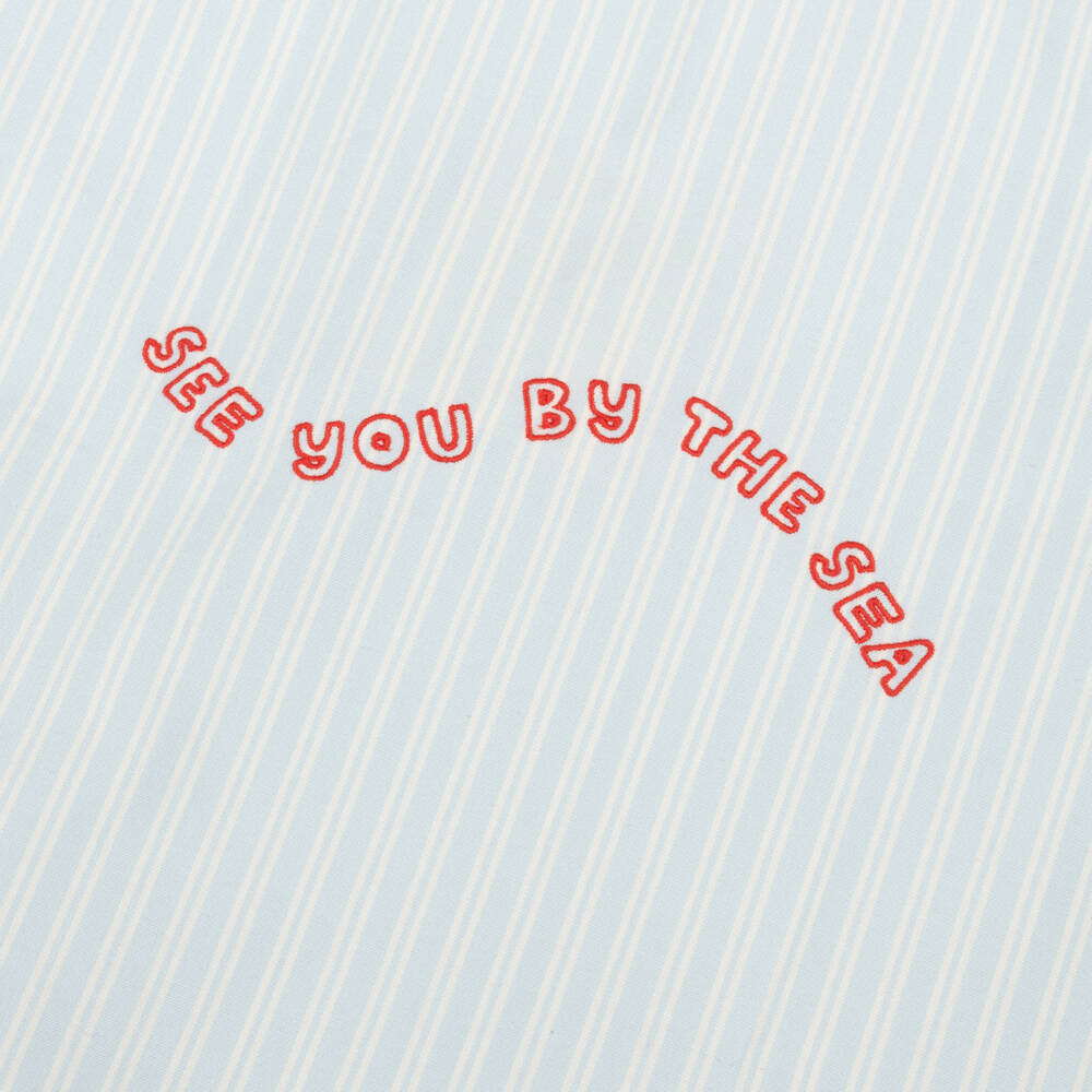 Liewood-Blue Striped Organic Cotton Hooded Poncho | Childrensalon