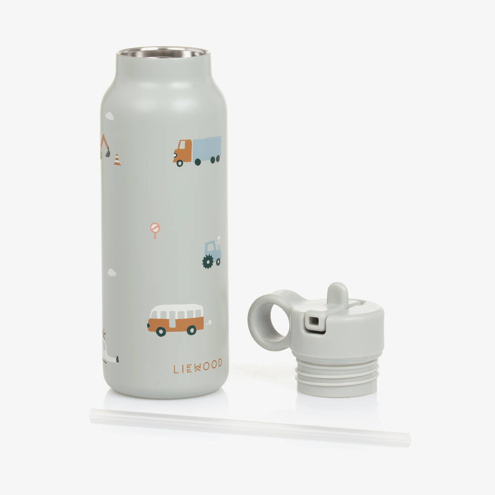 Liewood-Blue Vehicles Water Bottle (19cm) | Childrensalon