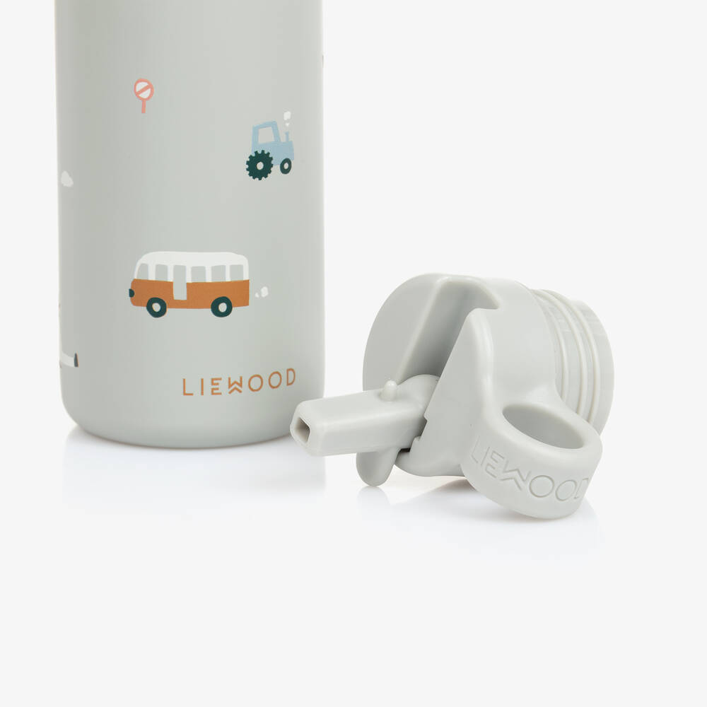 Liewood-Blue Vehicles Water Bottle (19cm) | Childrensalon