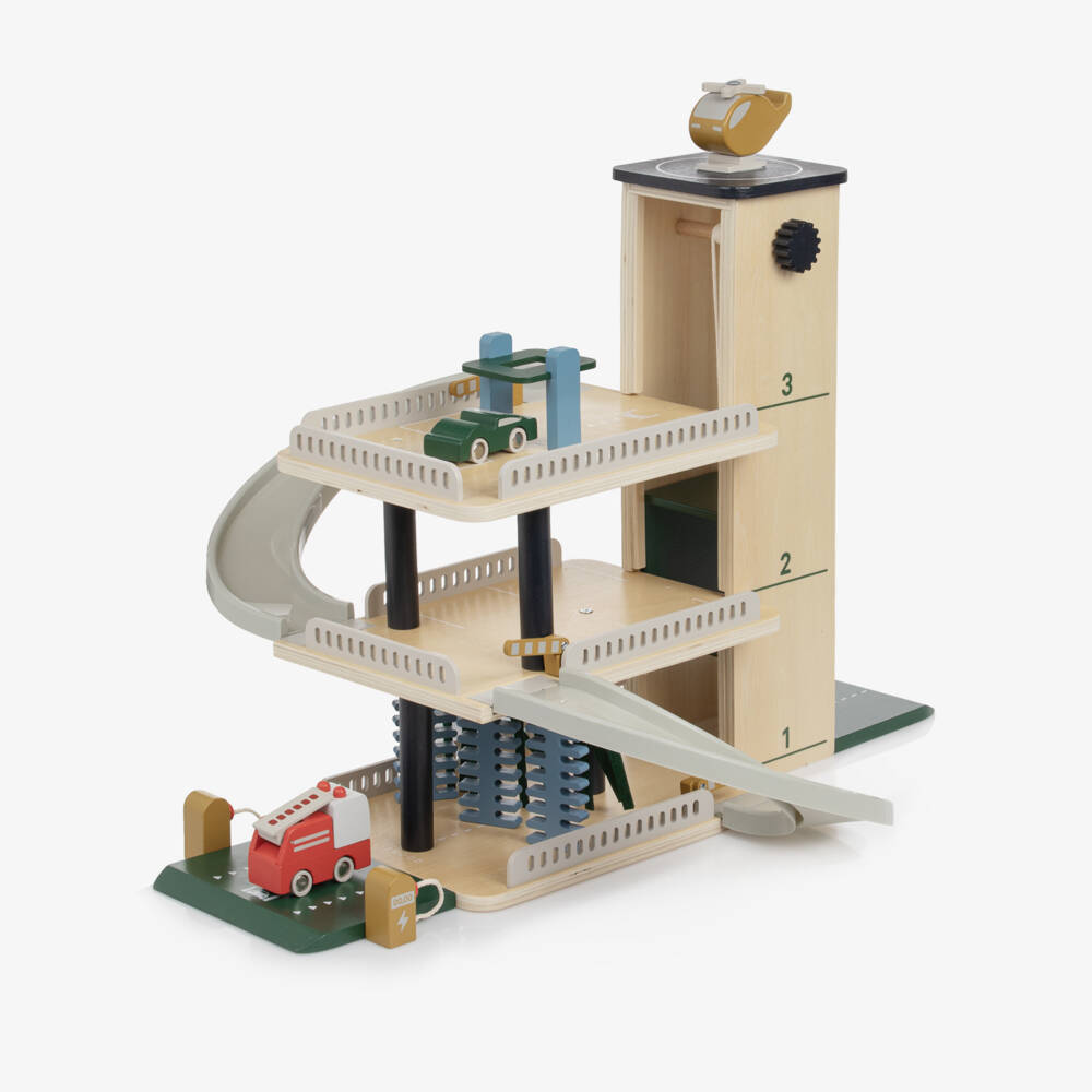 Liewood-Blue Wooden Multi Level Car Park Toy (39cm) | Childrensalon