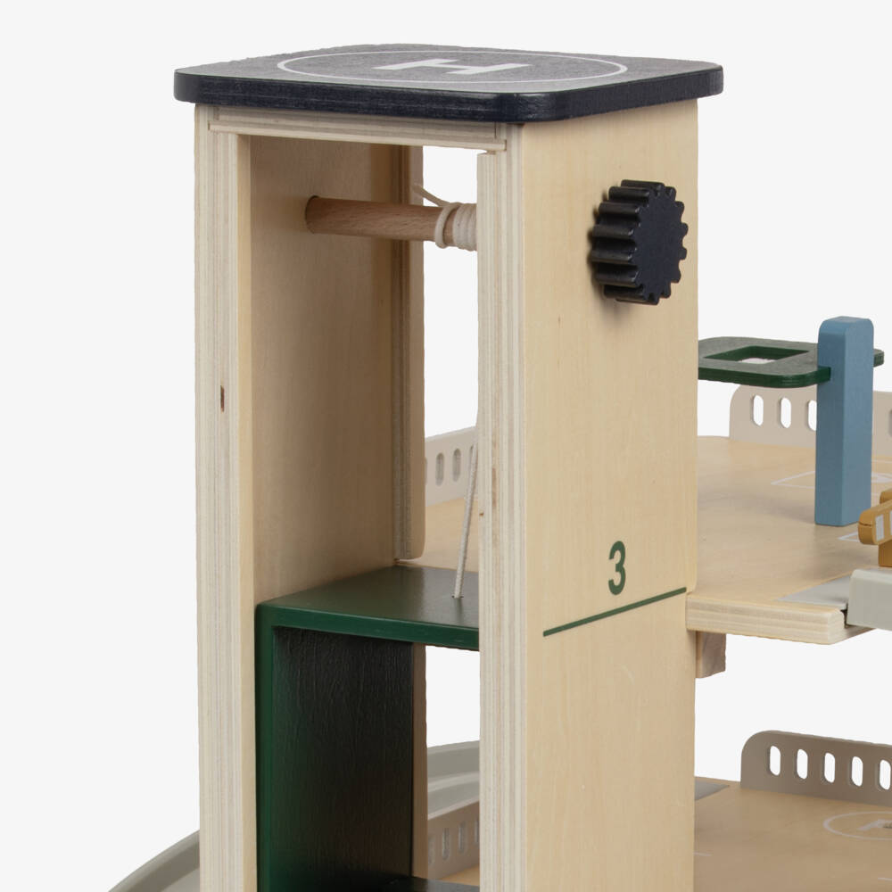 Liewood-Blue Wooden Multi Level Car Park Toy (39cm) | Childrensalon