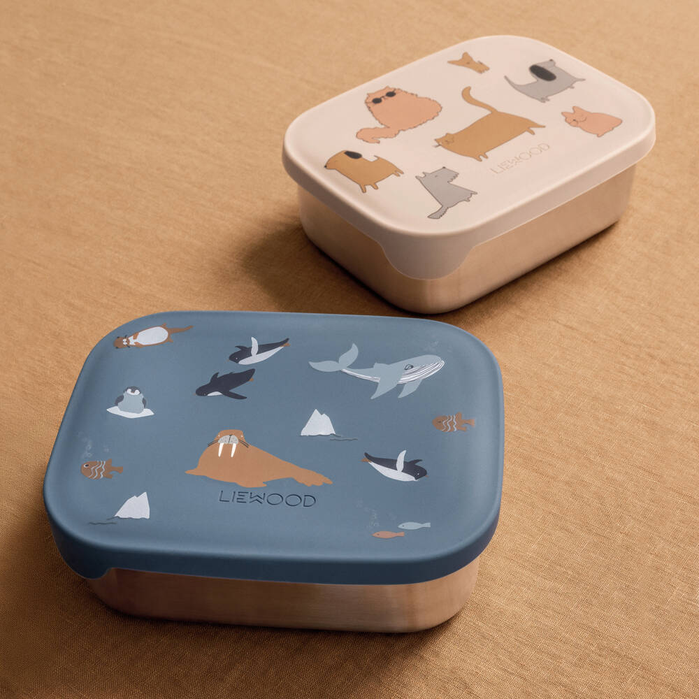Liewood-Boys Blue Arctic Animal Print Lunchbox (17cm) | Childrensalon