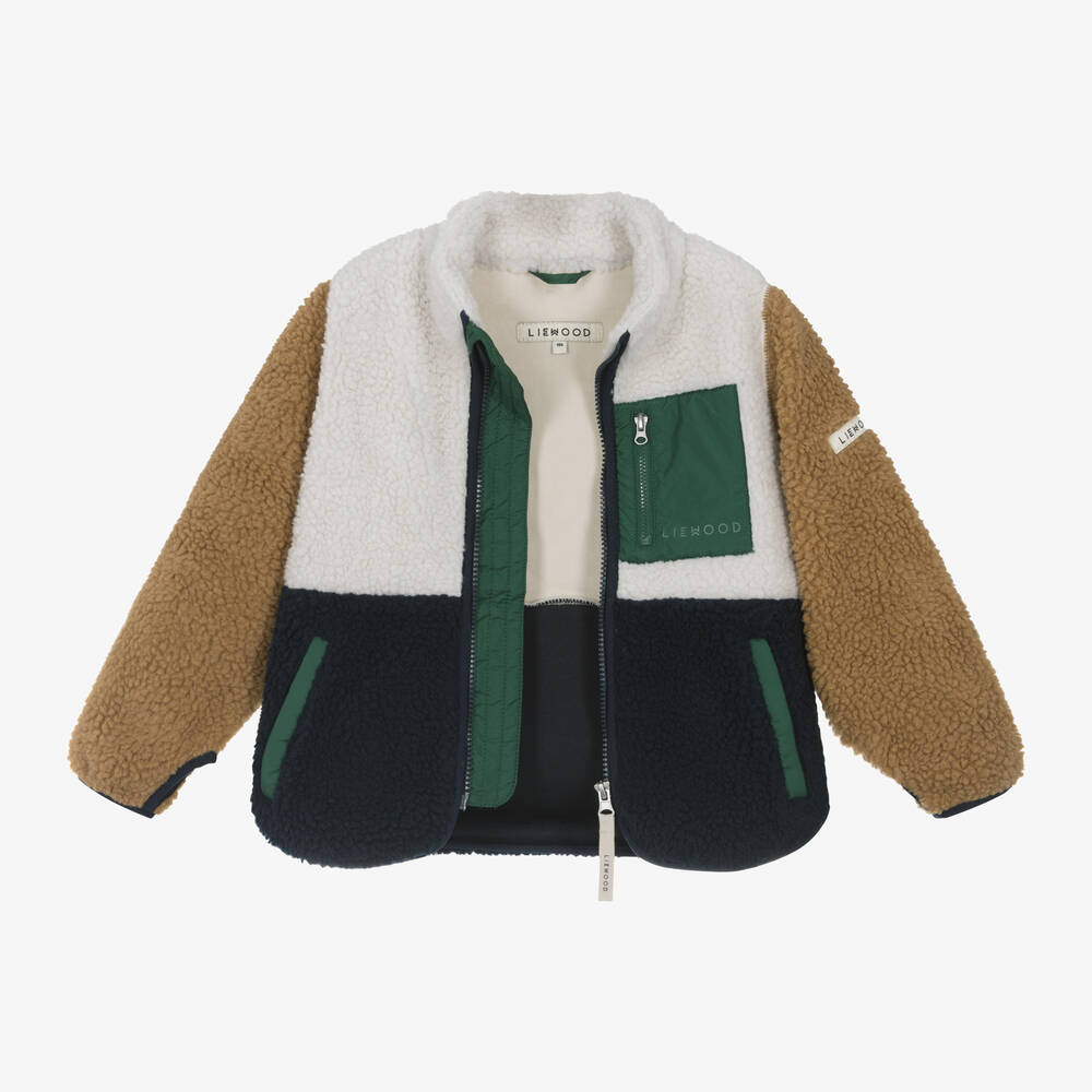 Liewood-جاكيت فليس لون أزرق وبيج للأولاد | Childrensalon