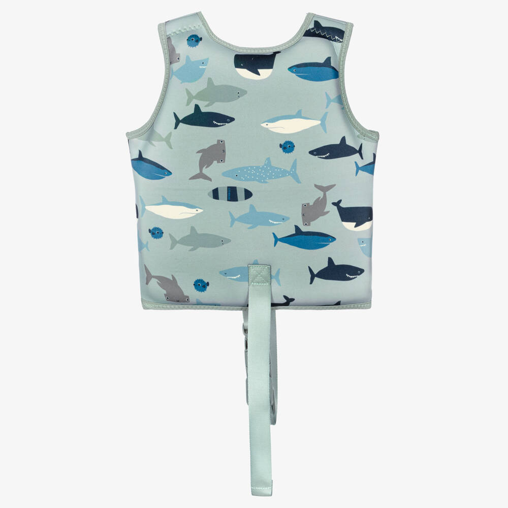 Liewood-Boys Blue Float Vest with Shark Print | Childrensalon