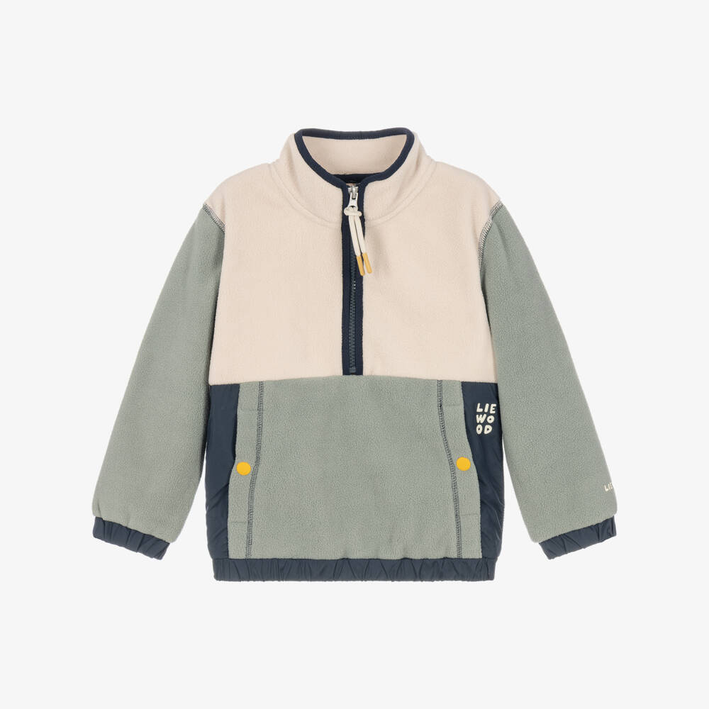Liewood-Boys Blue Half Zip Fleece Sweatshirt | Childrensalon