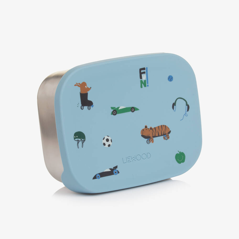 Liewood-Boys Blue Hobby Motifs Lunch Box (17cm) | Childrensalon