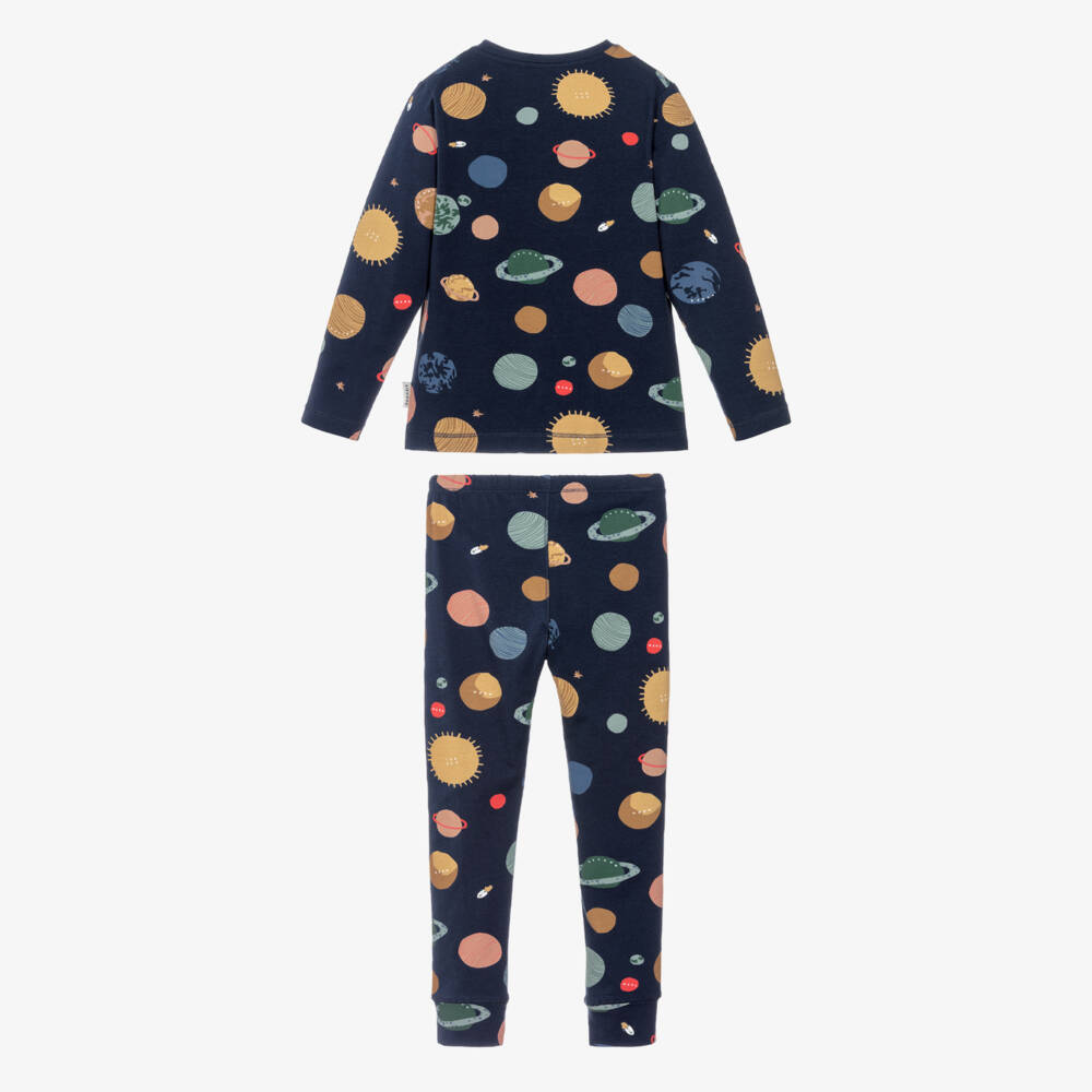 Liewood-Boys Blue Organic Cotton Planets Pyjamas | Childrensalon