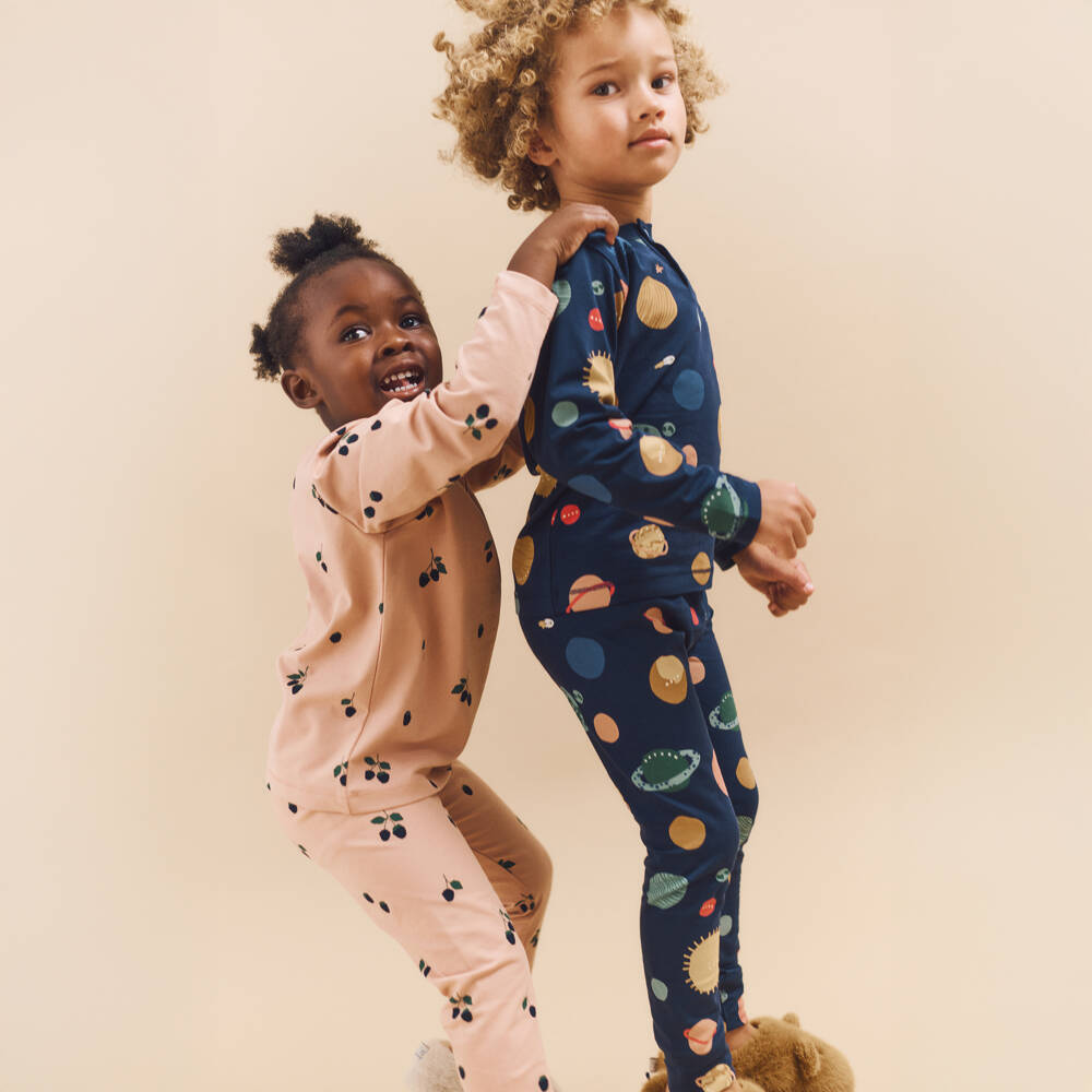 Liewood-Boys Blue Organic Cotton Planets Pyjamas | Childrensalon