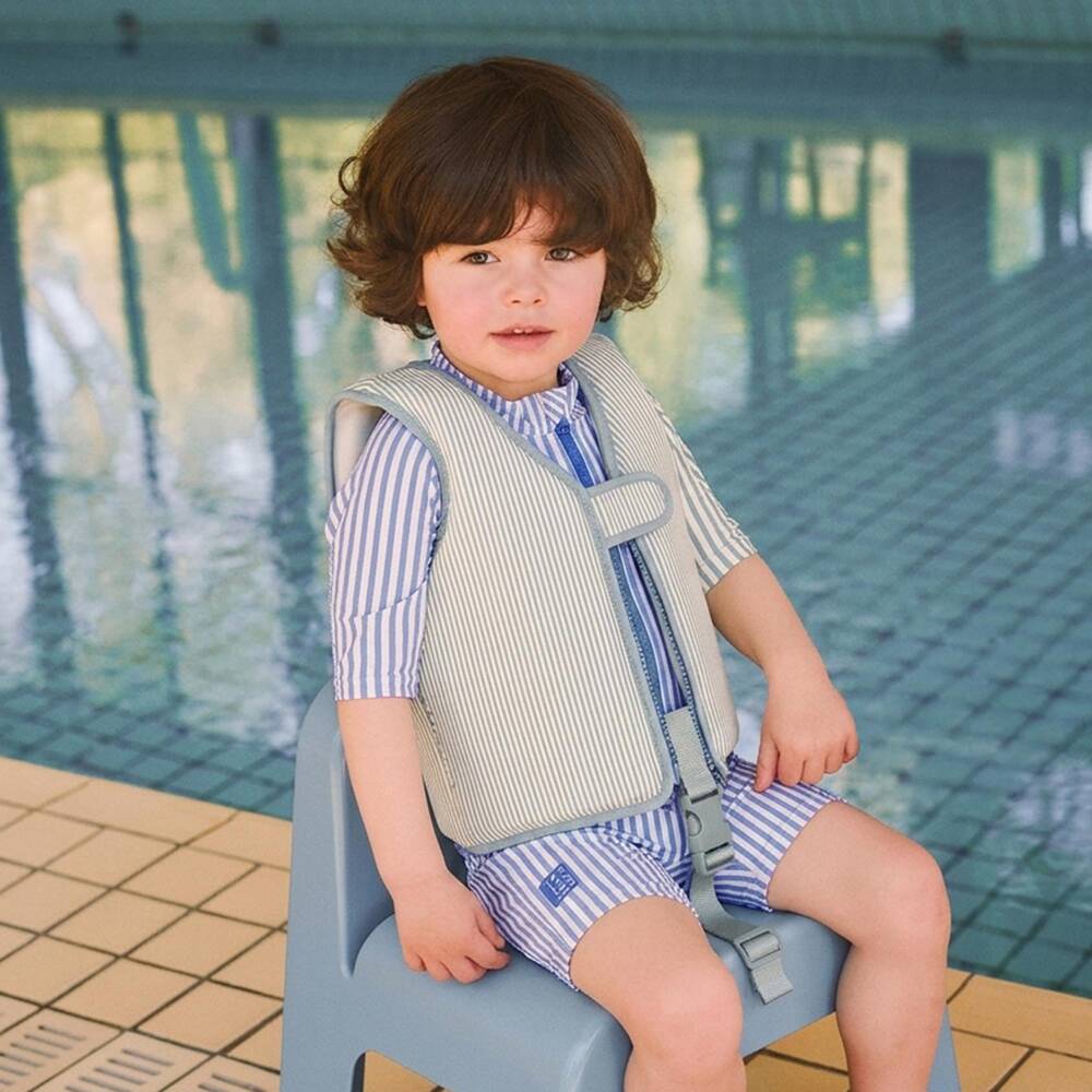 Liewood-Boys Blue & White Stripe Sun Suit | Childrensalon