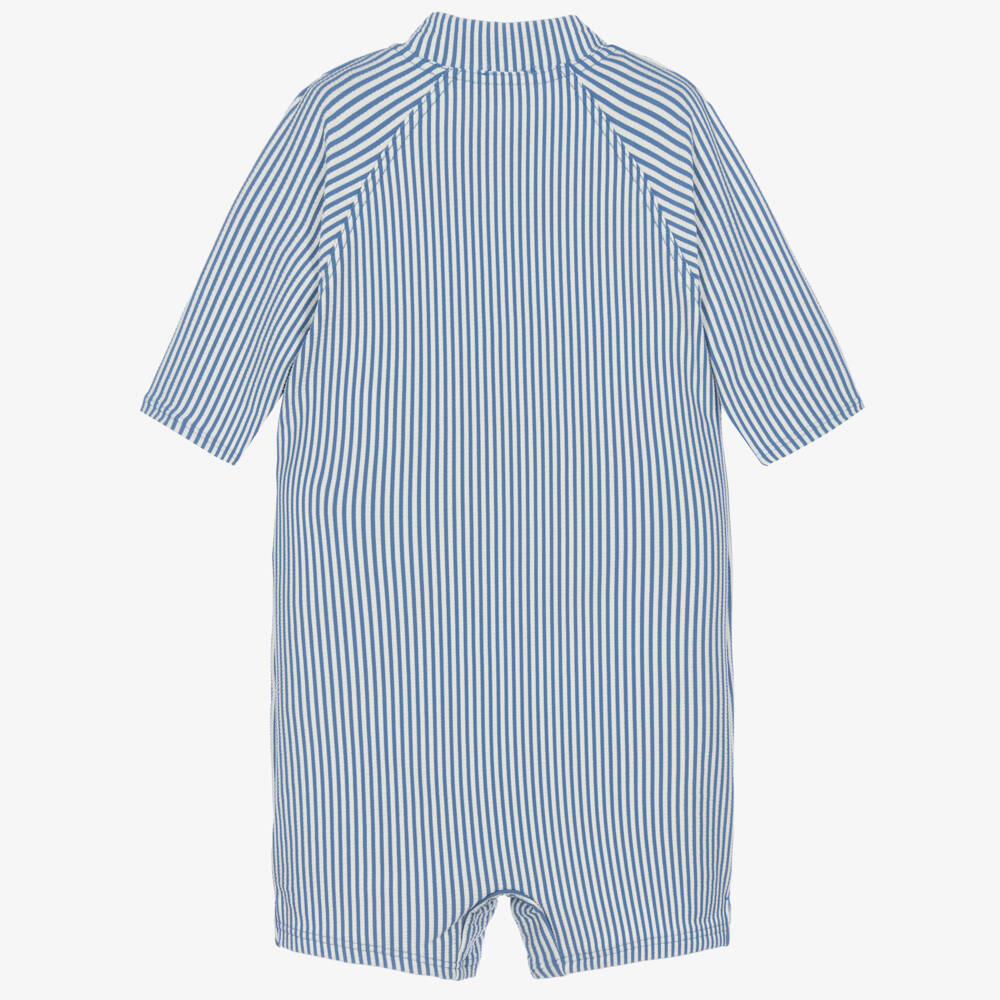 Liewood-Boys Blue & White Stripe Sun Suit | Childrensalon
