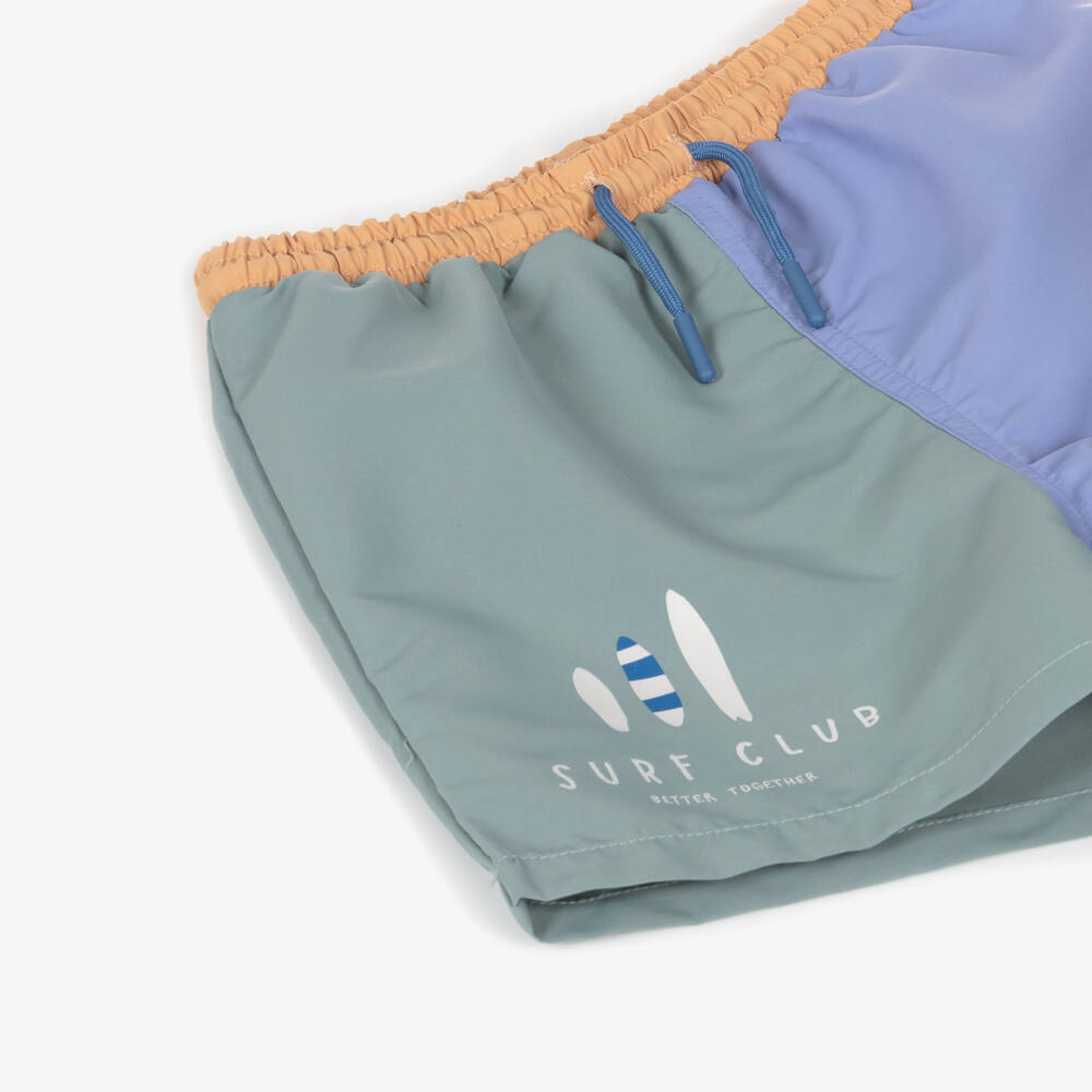Liewood-Boys Green & Blue Colourblock Swim Shorts | Childrensalon