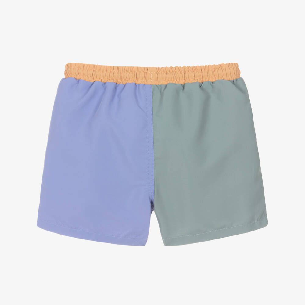 Liewood-Boys Green & Blue Colourblock Swim Shorts | Childrensalon