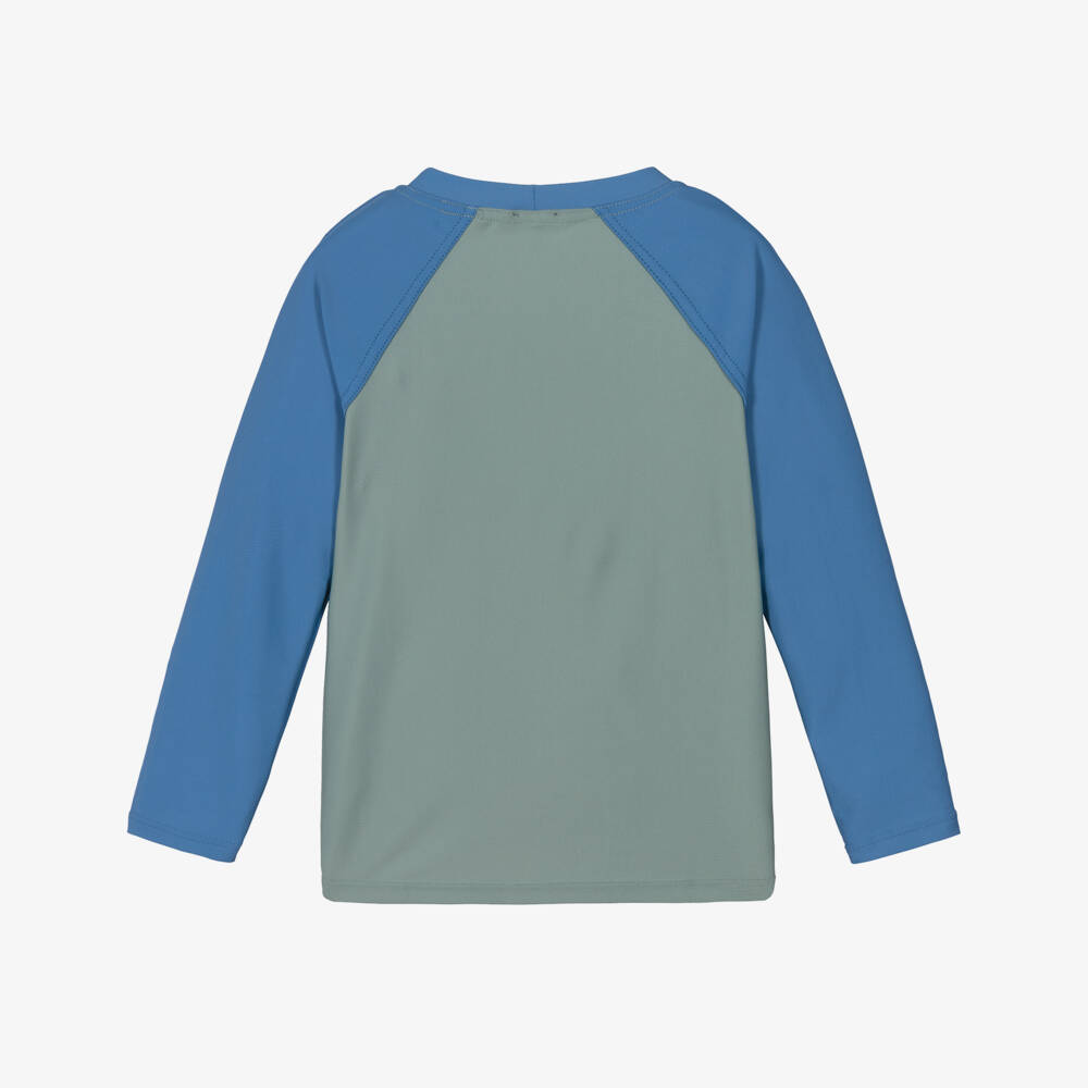 Liewood-Boys Green & Blue Surfboard Swim Top (UPF 40+) | Childrensalon