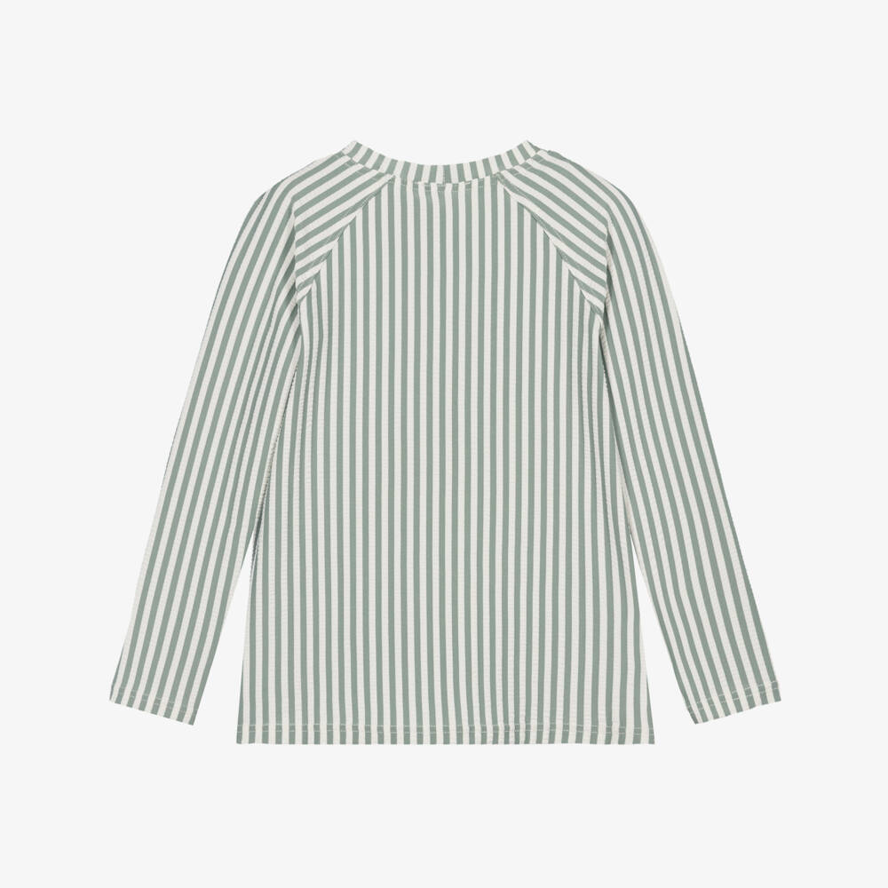 Liewood-Boys Green Stripe Seersucker Swim Top (UPF40+C) | Childrensalon