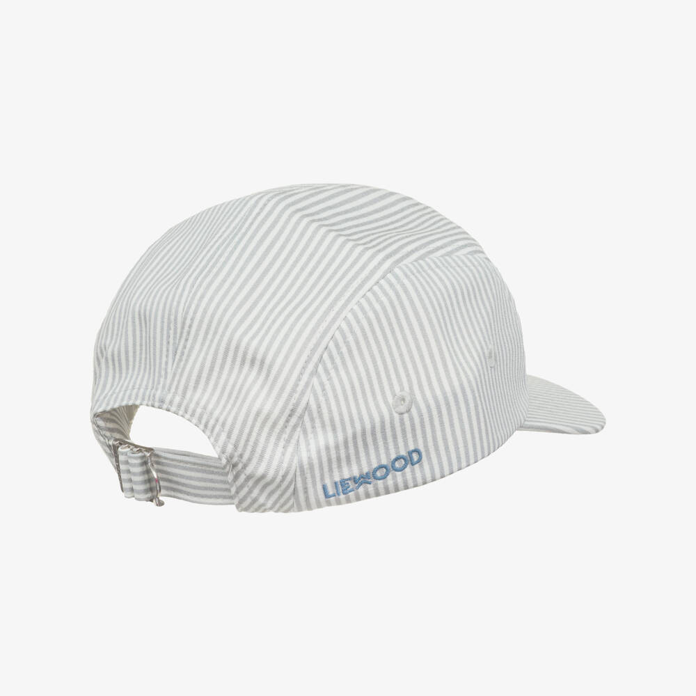 Liewood-Boys Green Striped Cap with Playful Puffer Fish Motif | Childrensalon